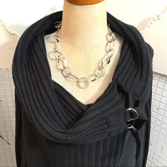 Torrid black rib knit sweater with cowl neck and D-ring accents- 1X - Picture 3 of 11